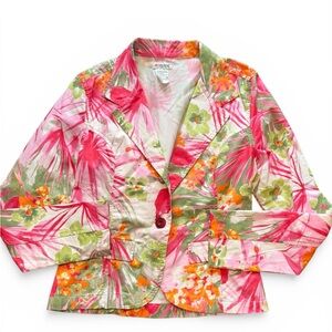 Vintage Blazer Colorful Floral Women's Jackets Size Large Made in Italy Vitamina